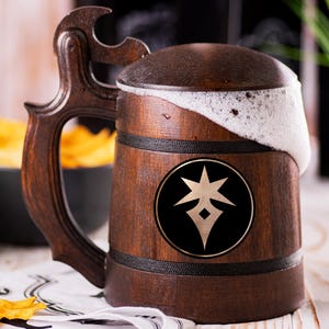 Dark Knight Beer Stein With Lid, Personalized Final Fantasy XIV Jobs Beer Tankard