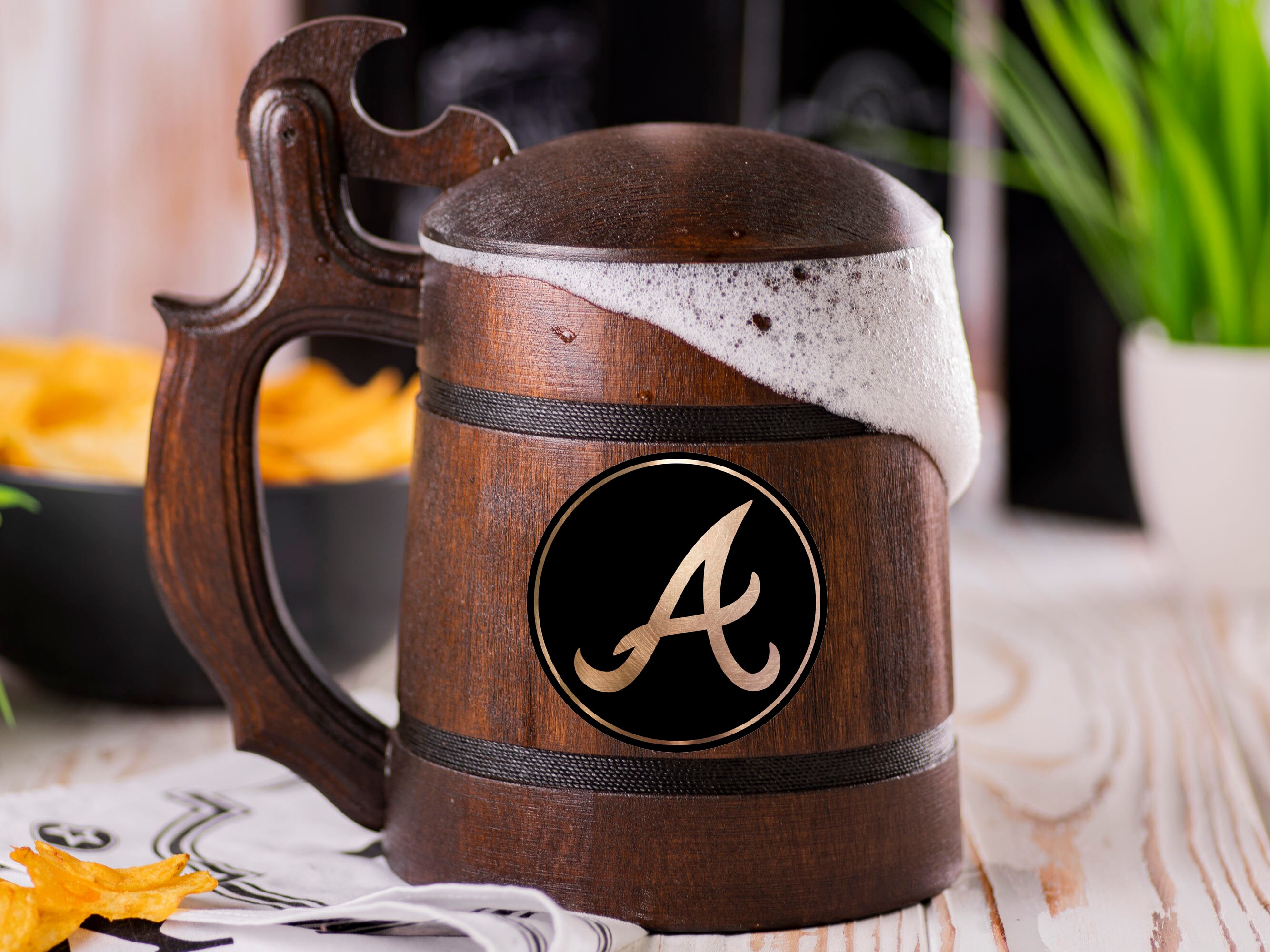 Atlanta Braves Beer Mug With Lid / Personalized Baseball Beer Etsy