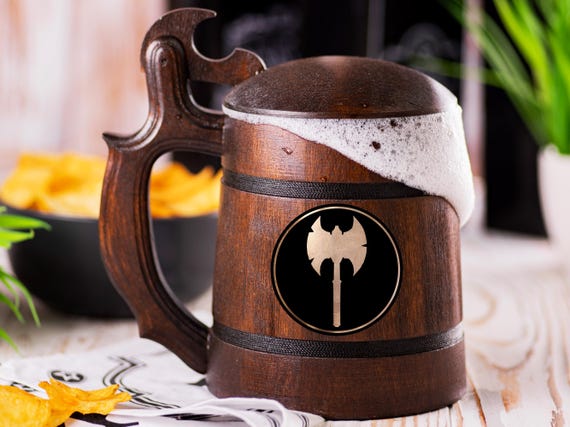 Barbarian Beer Stein With Lid, Personalized Dungeons and Dragon Tankard, Groomsman DnD Mug, Video Gamer Beer Gift