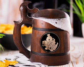 Tonberry Beer Stein With Lid, Personalized Final Fantasy Beer Tankard