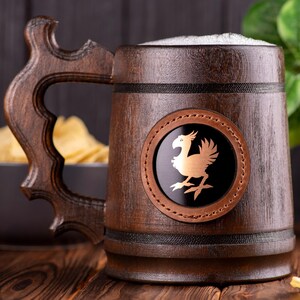 FF Chocobo-bierpul, gepersonaliseerde Final Fantasy-beker, houten bierpul