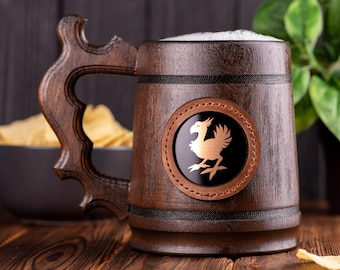 Chocobo FF Chocobo, chope personnalisée Final Fantasy, chope en bois