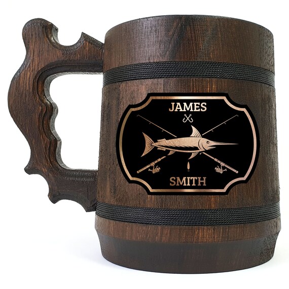 Fishing Beer Mug, Gift For Daddy From Daughter, Personalized Stein, Custom Beer Tankard, Groomsmen Beer Gift