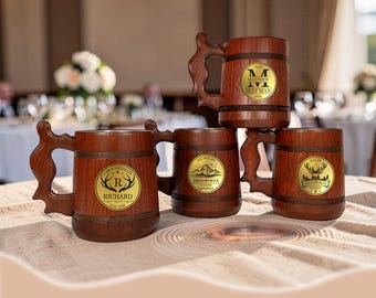 Wedding Groomsmen Mug, Personalized Red Oak Beer Stein, Best Man Gift