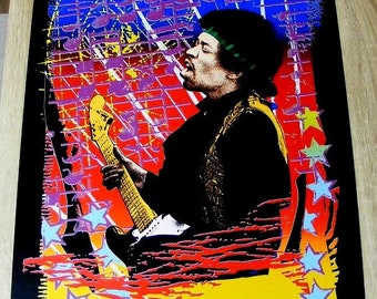 Jim Evans & Robert Knight Jimi Hendrix silk screen poster,1990