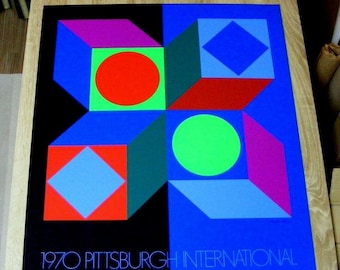 Victor Vasarely 1970 Pittsburgh International silk screen poster,1970