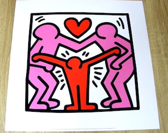 Keith Haring Untitled (1989) familie, zeefdrukposter uit 2003
