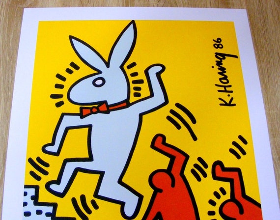美品Keith Haring Bunny on the Run シルクスクリーン