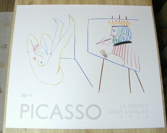 Pablo Picasso le modele dans L'atelier (1954) poster,1988