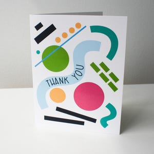 Colorful Abstract Thank You Card Set/ Pack of 6/ Blank Cards with Envelopes