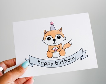 Biglietto di auguri di compleanno a forma di volpe, biglietto di auguri di lusso fatto a mano, grazioso regalo per il primo compleanno dei bambini - Italia