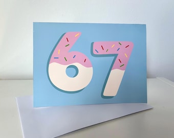 6 7 Funny Meme Birthday Card | Blank Inside with Envelope