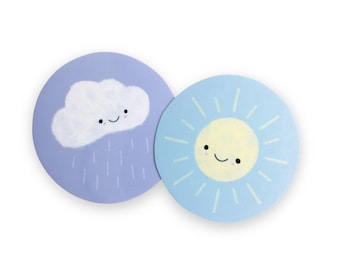Juego de pegatinas de sol y nubes de lluvia, diseños meteorológicos de vinilo impermeables