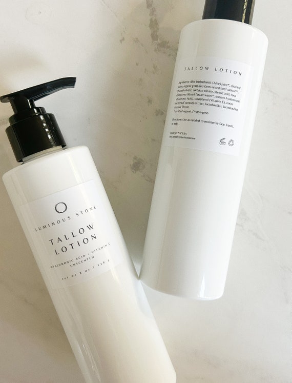 Organic Grass Fed Tallow Lotion farm raised | Hyaluronic acid hand and body lotion unscented | natural body cream | face body moisturizer