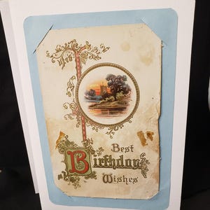 Birthday card with Antique Postcard