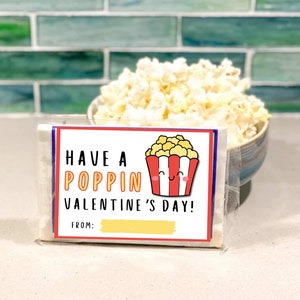 Cartes de Saint-Valentin pop-corn - Cartes imprimables Have A Poppin' Saint-Valentin - Stickers pop-corn à faire soi-même - Échange de la Saint-Valentin pour la classe des enfants