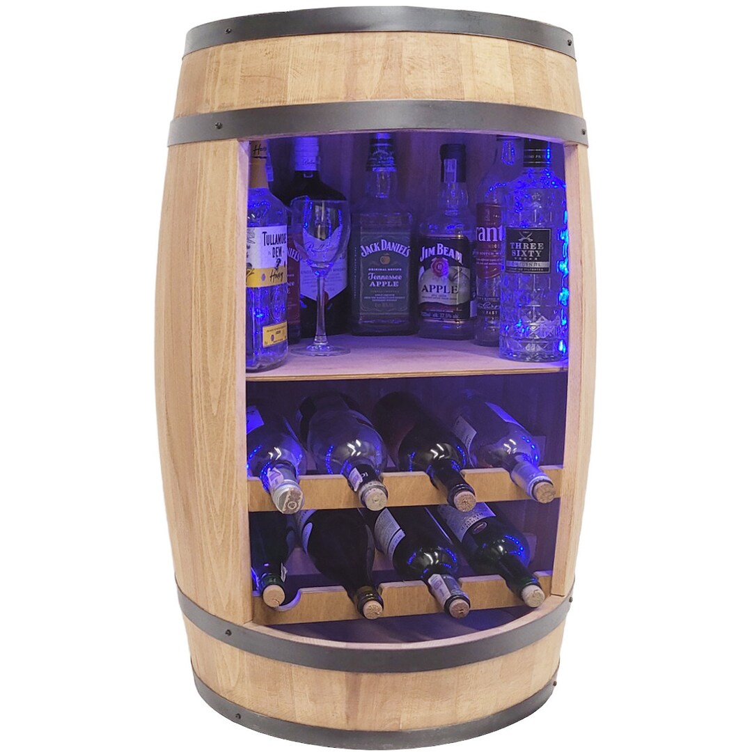 Wooden Barrel Bar With a Shelf and 2 Loungers Light Oak Etsy