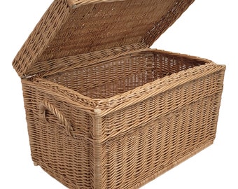 Wicker basket 70cm with hinged lid - Handmade, Toy Basket, Natural Color of Wicker, Laundry Basket, Wicker Basket with Lid