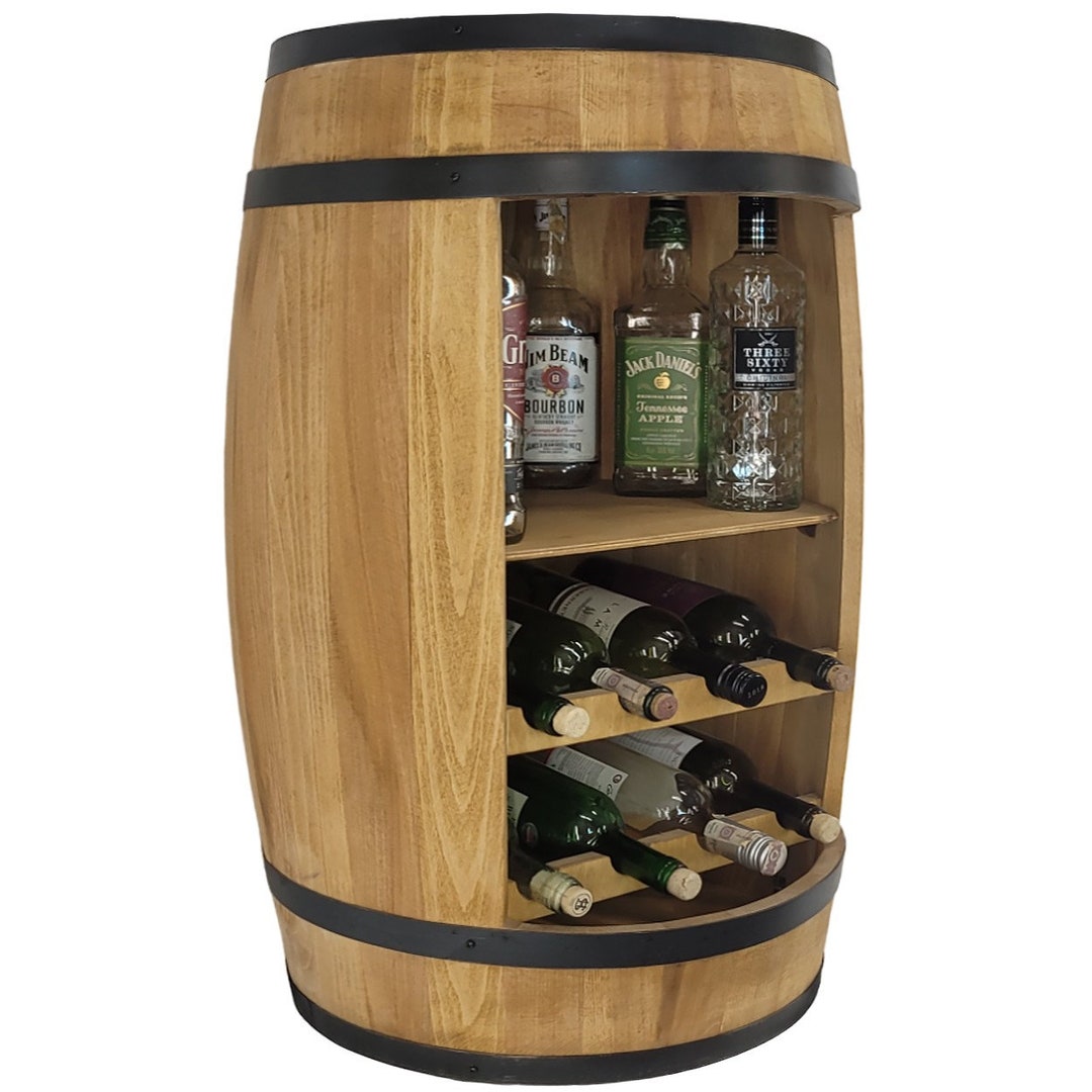 Wooden Barrel Bar With a Shelf and 2 Loungers Light Oak Etsy