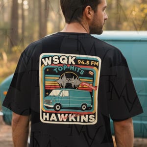 T-Shirt mit dem umgedrehten Retro-Radioposter aus den 80ern, WSQK Van PNG SVG