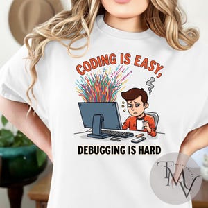 Coderen is makkelijk, programmeren is moeilijk. Grappige programmeurshumor cadeaubundel 4 PNG SVG | Programmeerhumor ontwerp | Softwareontwikkelaar codeershirt afbeelding 4