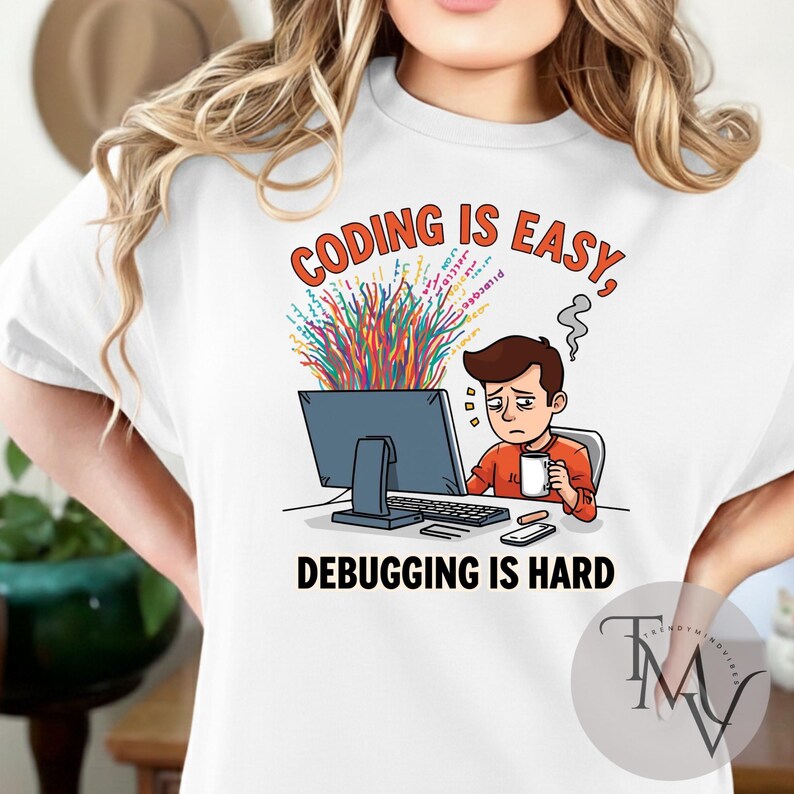 Coderen is makkelijk, programmeren is moeilijk. Grappige programmeurshumor cadeaubundel 4 PNG SVG | Programmeerhumor ontwerp | Softwareontwikkelaar codeershirt afbeelding 4