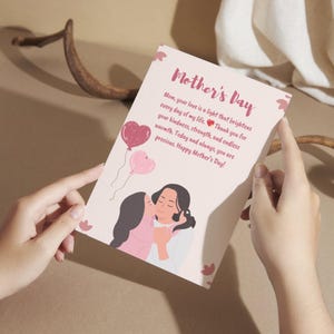 Mother’s Day Card - Heartfelt Message for Mom, Printed Gift Card, Mother card ,Gift for Mom, carte fête des mères,mother &mum illustration