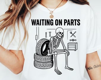 Wachten op onderdelen skelet PNG SVG | Grappig ontwerp voor automonteur