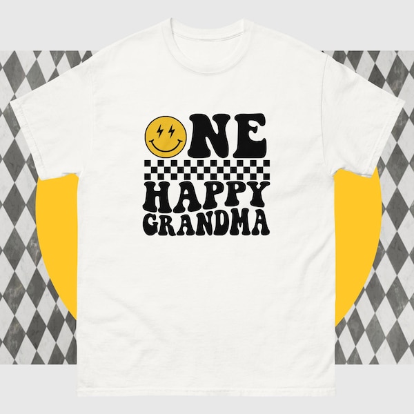 ONE HAPPY GRANDMA - One Happy Dude Birthday Family Shirts, 1st Birthday