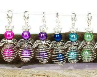 10 pendants angel mix or color request, DIY craft set angel, make guardian angel, make pearl angel, angel carabiner, guest gift, colorful