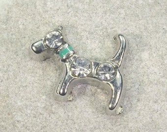 1 Floating Charm Hund mit Glitzersteinchen, Charms für Glas Medaillon, Geschenkidee, Themenschmuck, Glas Medaillon Einleger, floating locket