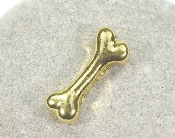 1 Floating Charm Knochen, Hundeknochen vergoldet, Charm für Glas Medaillon, Geschenk Idee, Themenschmuck Zubehör, Hunde Leckerli, goldfarben