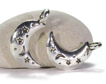 25 pendants moon, moon charm, metal pendant, charm bracelet, jewelry pendant, jewelry making, pendant charms crescent moon