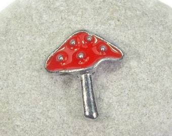 1 Floating Charm Fliegenpilz, Pilz, Charms für Glasmedaillon, Geschenkidee, Themenschmuck, Glas Medaillon Einleger Pilz, floating locket rot