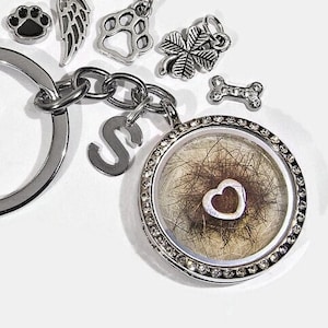 Llavero con medallón autollenable, recuerdo de ceniza, idea de regalo de animal, colgante con letra para abuela, novia, recuerdo de animal, tía
