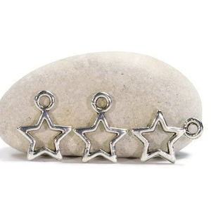 25 star pendants, star charm, metal pendants, charm bracelet, jewelry pendants, jewelry making, pendants and charms