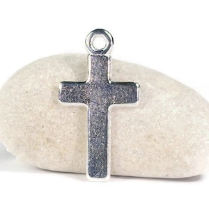 25 pendants cross, silver-plated, jewelry pendant, necklace pendant, communion, confirmation, baptism, Christ, symbol church, Christians
