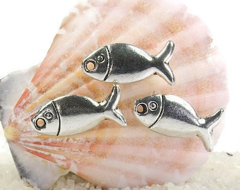 25 fish pendants, small fish pendants, maritime, maritime pendants, charm pendants, jewelry pendants fish, metal pendants