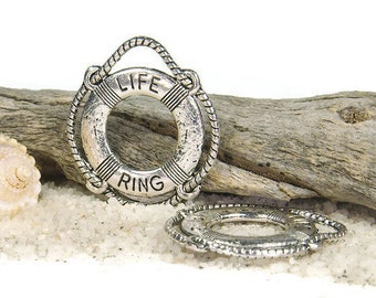 25 Lifebuoy pendants, silver-colored lifebuoy pendants, nautical, maritime pendants, charm pendants, small jewelry pendants