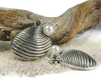 10 DIY pendants shell with pearl, shell pendant, maritime, maritime pendant, charm pendant, jewelry pendant shell with pearl