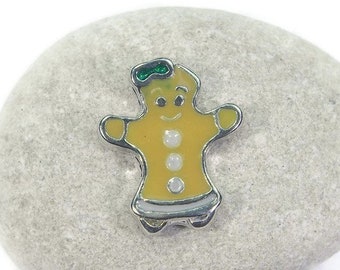 1 Floating Charm Lebkuchen, Lebkuchenkind, Weihnachten, Weihnachts-Charm, Charm für Glas Medaillon, Themenschmuck, Weihnachtsschmuck, gelb