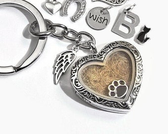 Keyring heart animal hair animal keepsake medallion self-fill letter keepsake memory mourning gift animal pet died