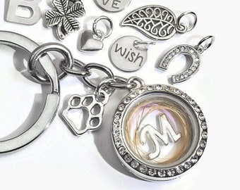 Animal hair medallion keychain, self-filling letter keepsake memory dog cat animal souvenir pet died hair fillable