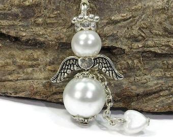 7 DIY Angel Pendant White, Lucky Charm, Guardian Angel, Pearl Angel, Heart Angel, Gift, Gift, Guest Gift, Baptism, Wedding, Party