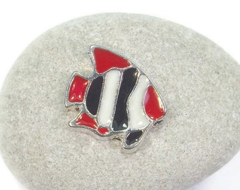 1 Floating Charm Fish, Red, White, Locket Filling Insert, maritim, Charm for Locket, Gift Idea, Floating charms, Themed Jewelry