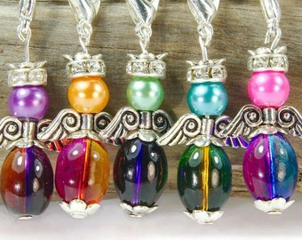 10 ángeles DIY hechos de cuentas, hacer colgantes de ángel, idea de artesanía infantil, ángel colgante charm, colgante de joyería ángel de la guarda, colgante de ángel de la guarda