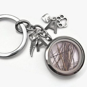 Llavero para rellenar con mechón de pelo, joyería de animales para niños, medallón de pelo de mascota, recuerdo de memoria, corazón, recuerdo de animal, ala, pata, luto