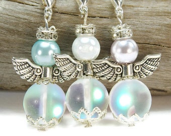 8 colgantes de ángel para manualidades, dijes de ángel, ángel hecho de cuentas, ángel con cuentas, colgante de ángel de la guarda, ángel con mosquetón, decoración para cortinas, decoración del hogar