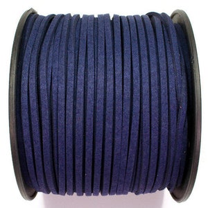 5/10/20/30/40/50 m No.24 imitation suede ribbon 3 mm x 1.5 mm, dark blue, suede ribbon, imitation leather ribbon, suede ribbon, imitation leather ribbon blue