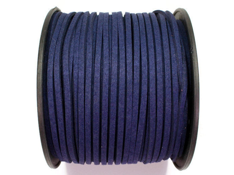 5/10/20/30/40/50 m No.24 imitation suede band 3 mm x 1.5 mm, dark blue, velour strap, imitation leather strap, suede strap, synthetic leather ribbon blue image 1